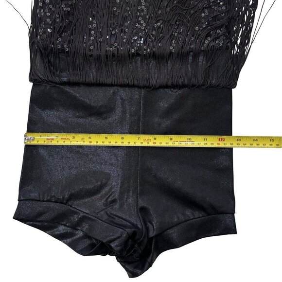 BALERA Black Sequin Fringe Dance‎ Costume Sizes SA/LC Jazz Tap Leotard Outfit - Picture 10 of 12